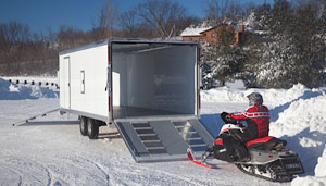Transporting your snowmobile using an enclosed trailer