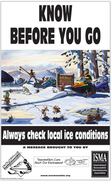 Poster promoting ice safety 'Know Before You Go'